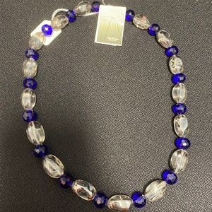 Natural clear/ blue crystal bead necklace